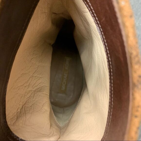 Rare! Michael Kors Brown Stiletto Platform Leather Boots - Picture 15 of 16